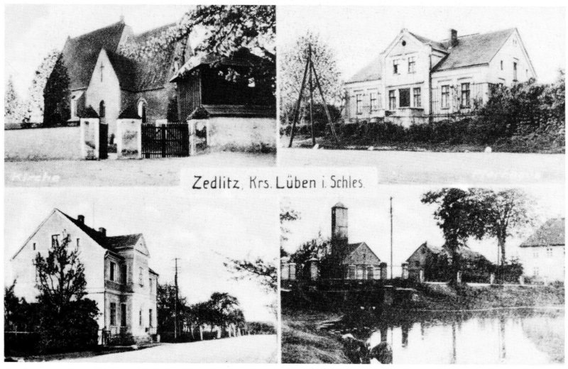 Zedlitz: Kirche, Pfarrhaus, Post, Am Dorfteich